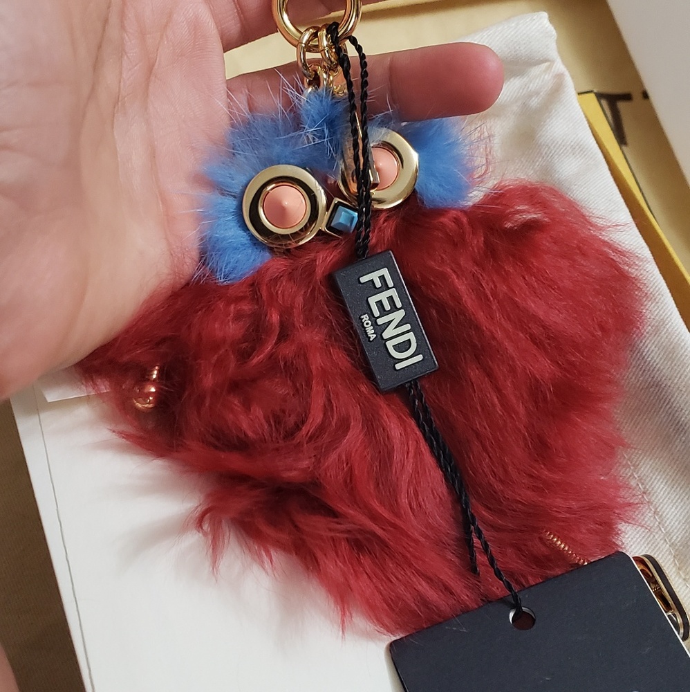 Fendi Clondoll Witches Donna Red Fur Bag Charm